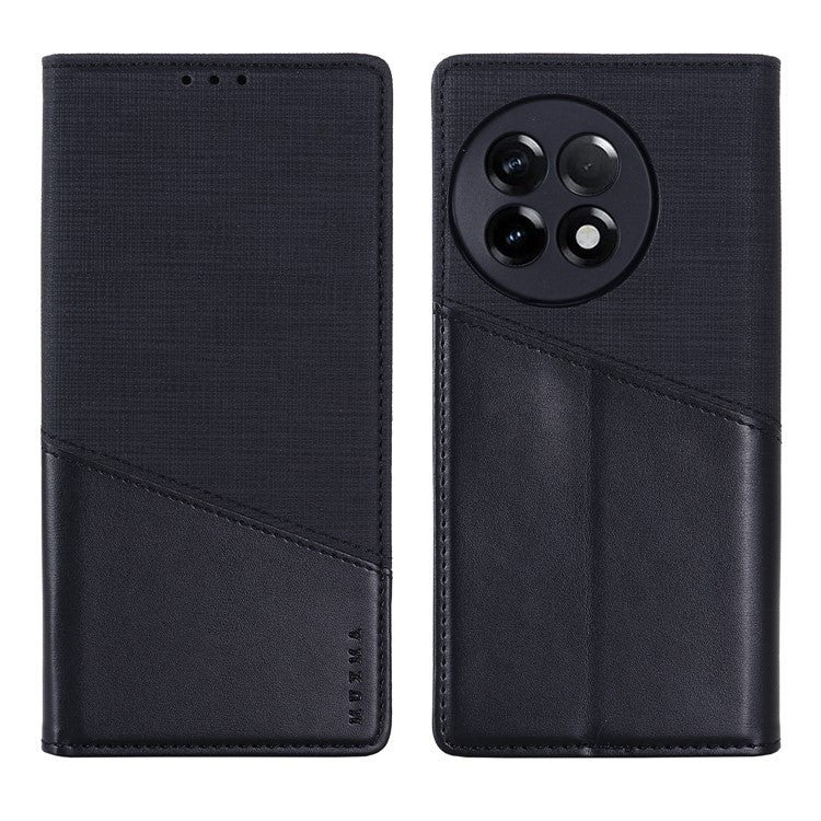 MUXMA MX109 RFID Blocking Phone Case for OnePlus 11R 5G / Ace 2 5G , PU Leather Magnetic Wallet Cover Stand - Black