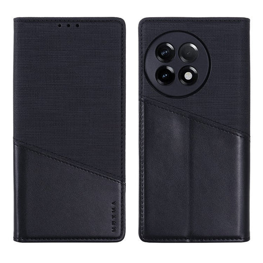 MUXMA MX109 RFID Blocking Phone Case for OnePlus 11R 5G / Ace 2 5G , PU Leather Magnetic Wallet Cover Stand - Black