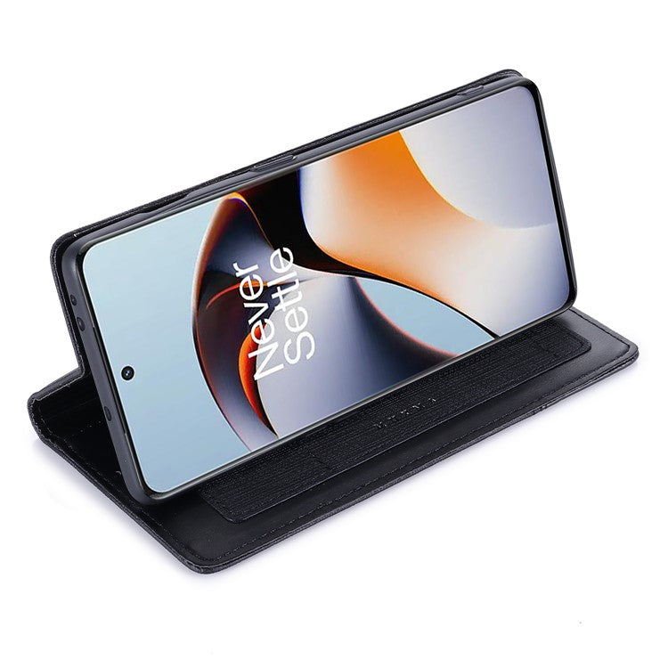 MUXMA MX109 RFID Blocking Phone Case for OnePlus 11R 5G / Ace 2 5G , PU Leather Magnetic Wallet Cover Stand - Black