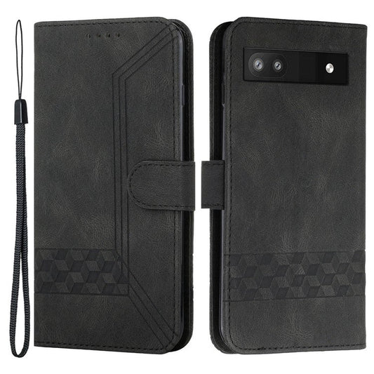 YX0010 Series for Google Pixel 6a Cell Phone Wallet Cover Imprinted Pattern Stand Case PU Leather Shell - Black