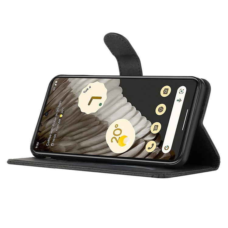 YX0010 Series for Google Pixel 6a Cell Phone Wallet Cover Imprinted Pattern Stand Case PU Leather Shell - Black