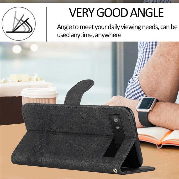 YX0010 Series for Google Pixel 6a Cell Phone Wallet Cover Imprinted Pattern Stand Case PU Leather Shell - Black