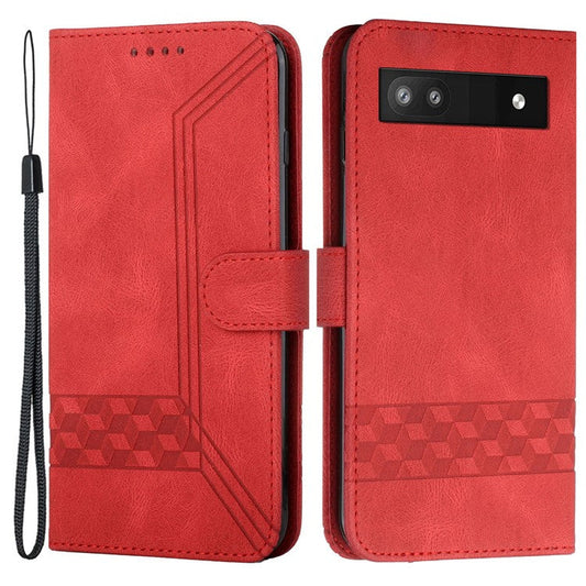 YX0010 Series for Google Pixel 6a Cell Phone Wallet Cover Imprinted Pattern Stand Case PU Leather Shell - Red