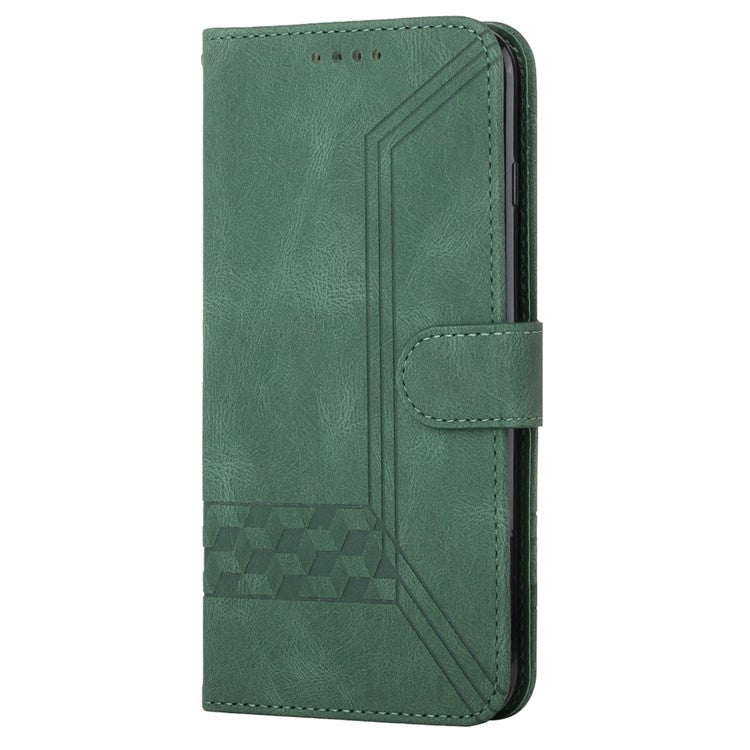 YX0010 Series for Google Pixel 6a Cell Phone Wallet Cover Imprinted Pattern Stand Case PU Leather Shell - Blackish Green