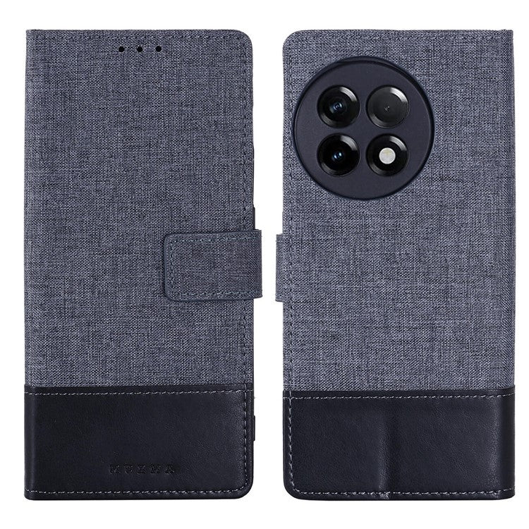 MUXMA MX102 for OnePlus Ace 2 5G / 11R 5G Wallet Stand Cover Canvas PU Leather Splicing Phone Case - Black