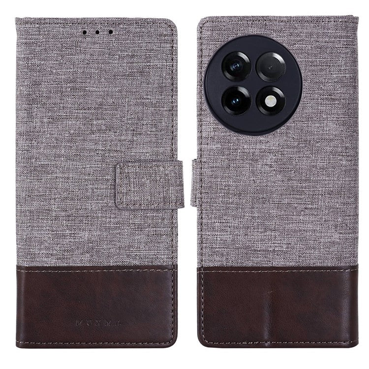 MUXMA MX102 for OnePlus Ace 2 5G / 11R 5G Wallet Stand Cover Canvas PU Leather Splicing Phone Case - Brown