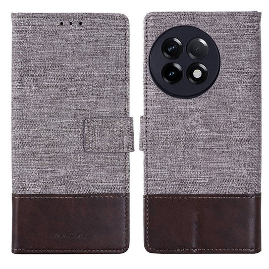 MUXMA MX102 for OnePlus Ace 2 5G / 11R 5G Wallet Stand Cover Canvas PU Leather Splicing Phone Case - Brown