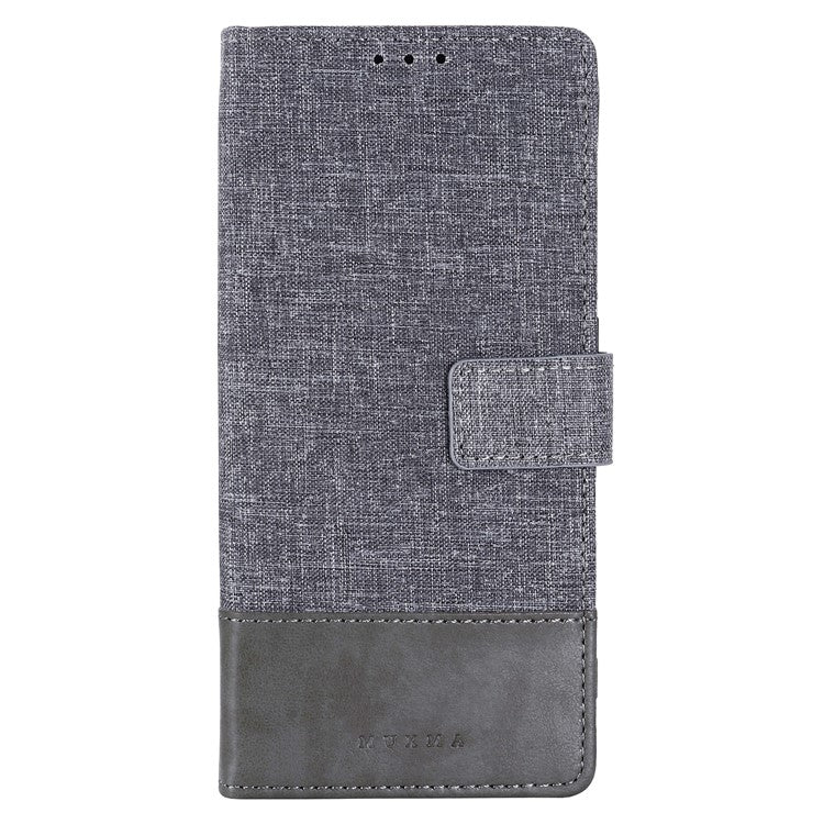 MUXMA MX102 for OnePlus Ace 2 5G / 11R 5G Wallet Stand Cover Canvas PU Leather Splicing Phone Case - Grey