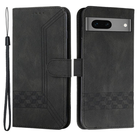 YX0010 Series for Google Pixel 7 5G Stand Phone Case Imprinted Pattern PU Leather Phone Wallet Cover - Black