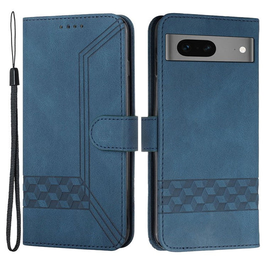 YX0010 Series for Google Pixel 7 5G Stand Phone Case Imprinted Pattern PU Leather Phone Wallet Cover - Sapphire