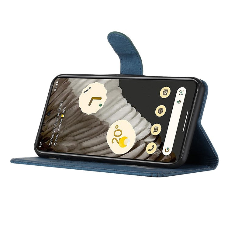 YX0010 Series for Google Pixel 7 5G Stand Phone Case Imprinted Pattern PU Leather Phone Wallet Cover - Sapphire