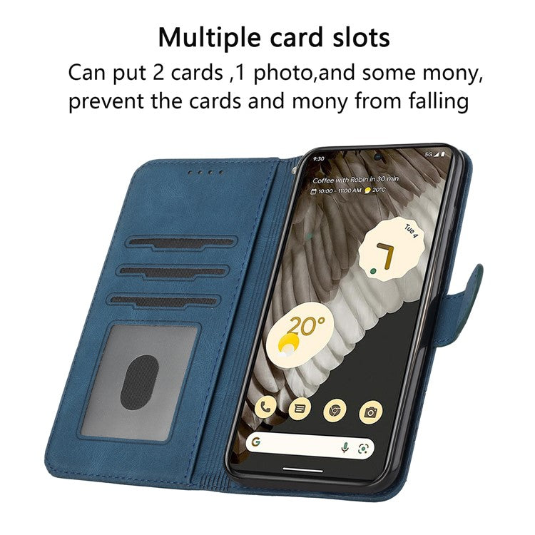 YX0010 Series for Google Pixel 7 5G Stand Phone Case Imprinted Pattern PU Leather Phone Wallet Cover - Sapphire