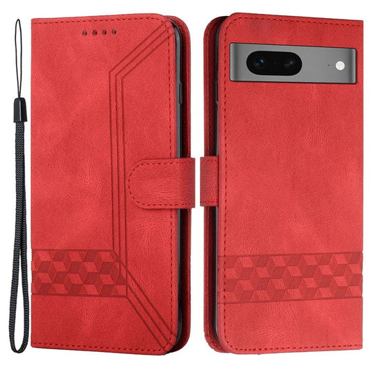 YX0010 Series for Google Pixel 7 5G Stand Phone Case Imprinted Pattern PU Leather Phone Wallet Cover - Red