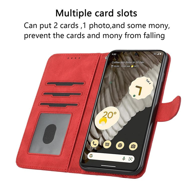 YX0010 Series for Google Pixel 7 5G Stand Phone Case Imprinted Pattern PU Leather Phone Wallet Cover - Red