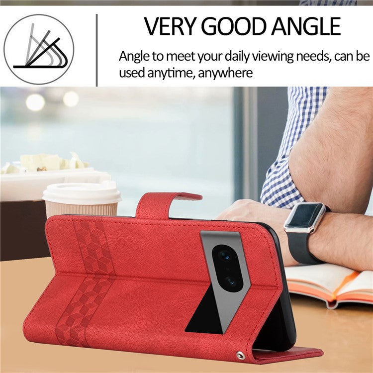 YX0010 Series for Google Pixel 7 5G Stand Phone Case Imprinted Pattern PU Leather Phone Wallet Cover - Red