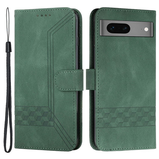 YX0010 Series for Google Pixel 7 5G Stand Phone Case Imprinted Pattern PU Leather Phone Wallet Cover - Blackish Green