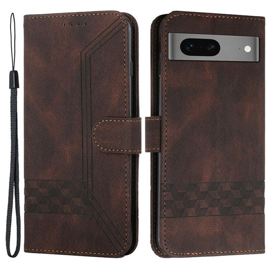 YX0010 Series for Google Pixel 7 5G Stand Phone Case Imprinted Pattern PU Leather Phone Wallet Cover - Coffee