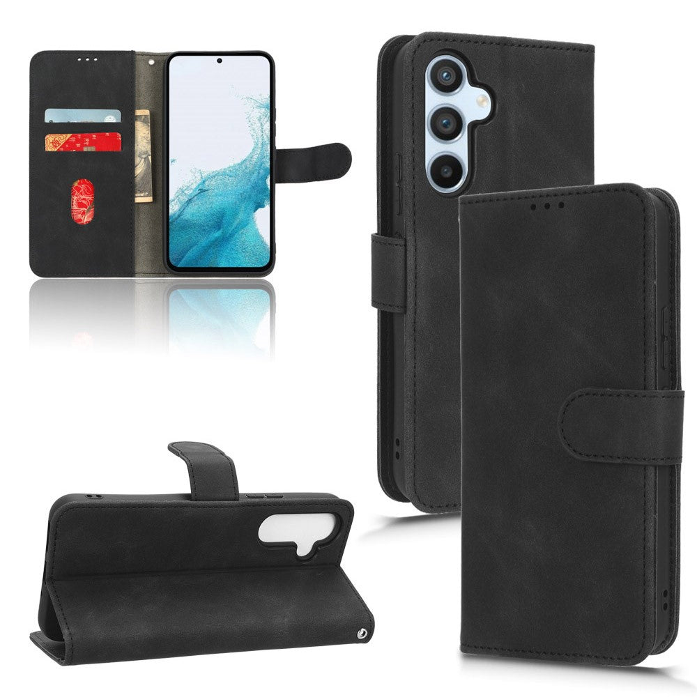 For Samsung Galaxy M14 5G Leather Stand Wallet Mobile Case Shockproof Phone Cover - Black