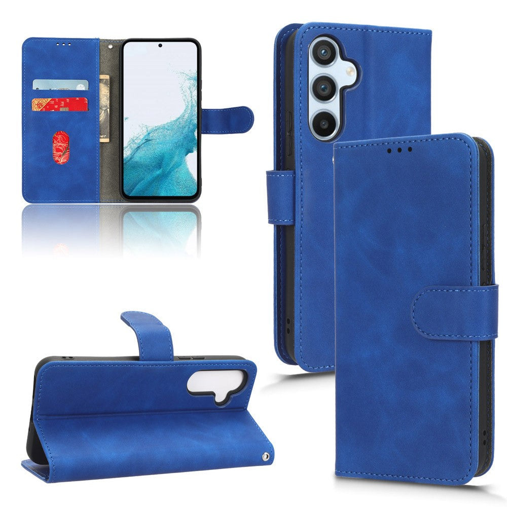For Samsung Galaxy M14 5G Leather Stand Wallet Mobile Case Shockproof Phone Cover - Blue