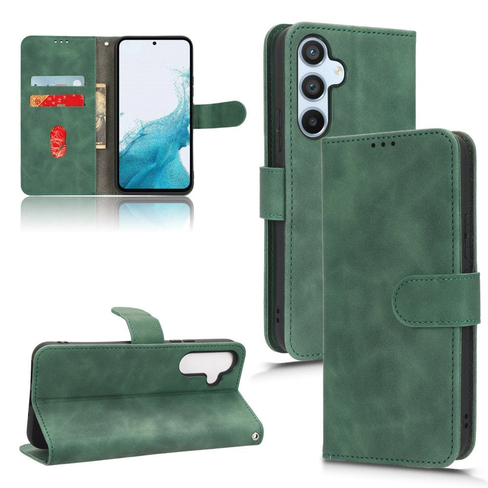 For Samsung Galaxy M14 5G Leather Stand Wallet Mobile Case Shockproof Phone Cover - Green