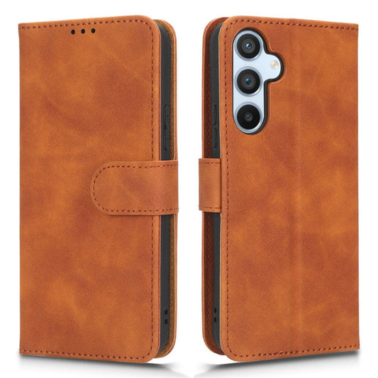 For Samsung Galaxy M14 5G Leather Stand Wallet Mobile Case Shockproof Phone Cover - Brown