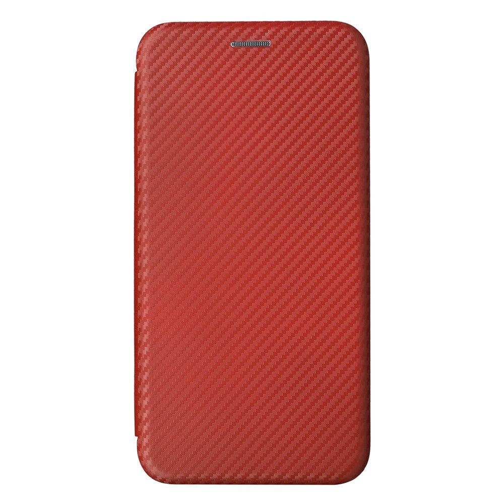 For Samsung Galaxy M14 5G Leather Anti-drop Cover Carbon Fiber Texture Phone Stand Case with Card Holder - Brown