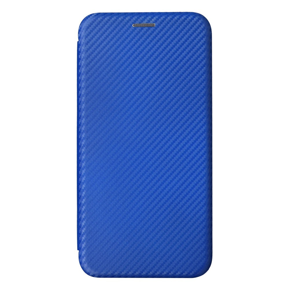 For Samsung Galaxy M14 5G Leather Anti-drop Cover Carbon Fiber Texture Phone Stand Case with Card Holder - Blue