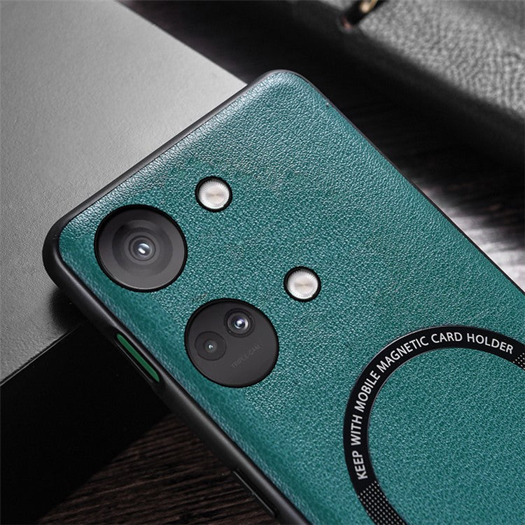 For OnePlus Nord 3 5G / Ace 2V PU Leather Coated TPU+PC Anti-drop Cover Compatible with MagSafe Charger Phone Case - Red