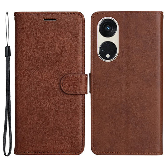 KT Leather Series-2 for Oppo Reno8 T 5G / A1 Pro 5G Phone Leather Cover Wallet Stand Cell Phone Case with Strap - Brown