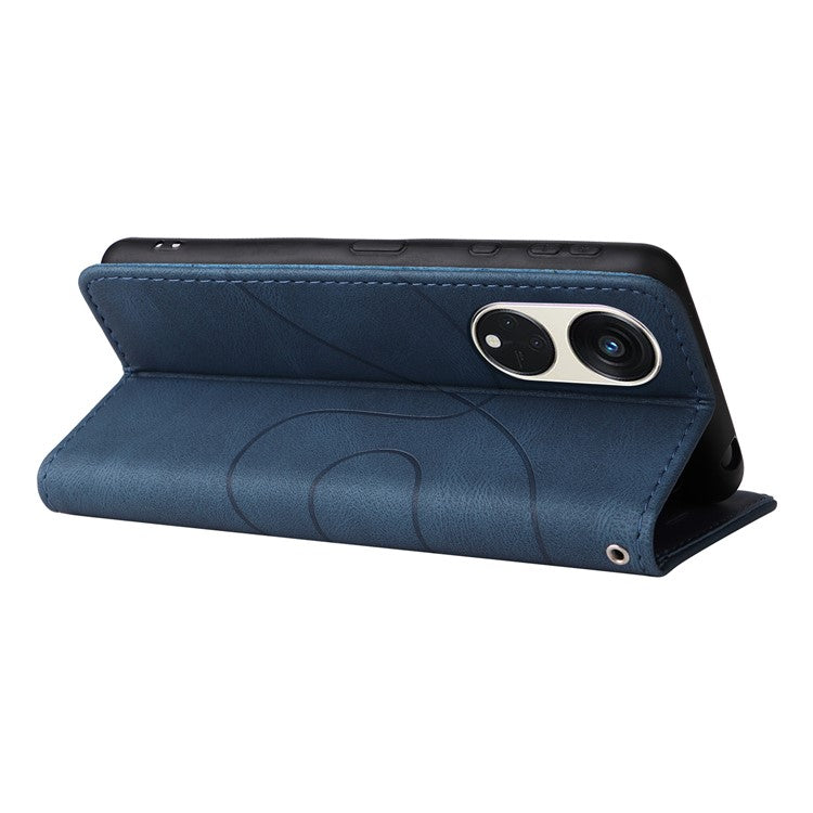 KT Leather Series-1 for Oppo Reno8 T 5G / A1 Pro 5G Phone Wallet Case Leather Stand Dual-color Splicing Cover - Blue