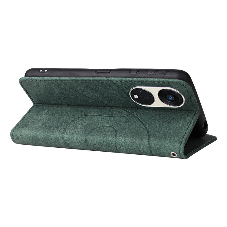 KT Leather Series-1 for Oppo Reno8 T 5G / A1 Pro 5G Phone Wallet Case Leather Stand Dual-color Splicing Cover - Green