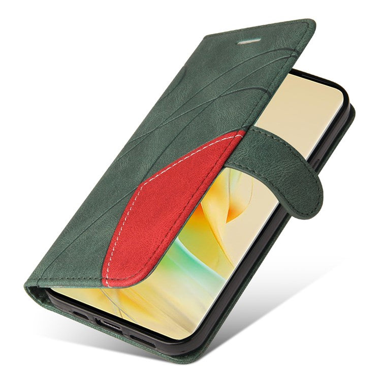 KT Leather Series-1 for Oppo Reno8 T 5G / A1 Pro 5G Phone Wallet Case Leather Stand Dual-color Splicing Cover - Green