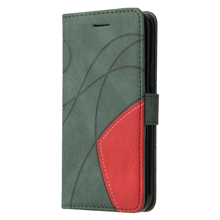 KT Leather Series-1 for Oppo Reno8 T 5G / A1 Pro 5G Phone Wallet Case Leather Stand Dual-color Splicing Cover - Green