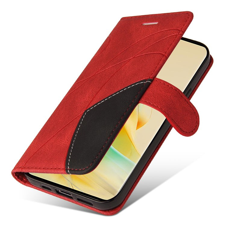 KT Leather Series-1 for Oppo Reno8 T 5G / A1 Pro 5G Phone Wallet Case Leather Stand Dual-color Splicing Cover - Red