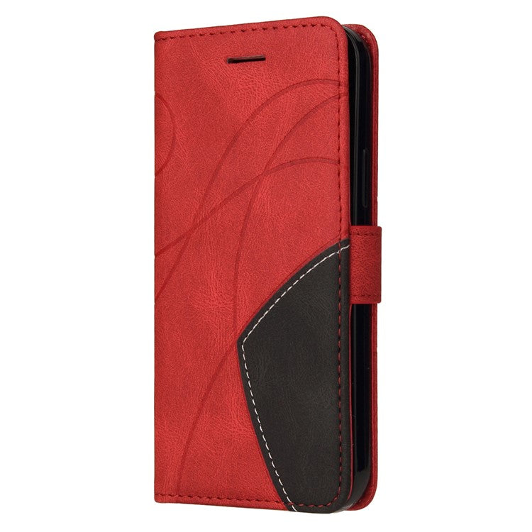 KT Leather Series-1 Phone Case for Oppo Reno8 T 4G , PU Leather Dual-color Splicing Cover with Wallet Stand - Red