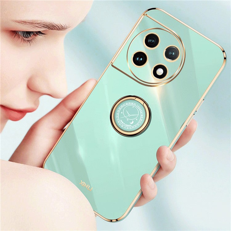 XINLI For OnePlus Ace 2 5G / 11R 5G Electroplating Phone Case Ring Kickstand Soft TPU Phone Cover - Pink
