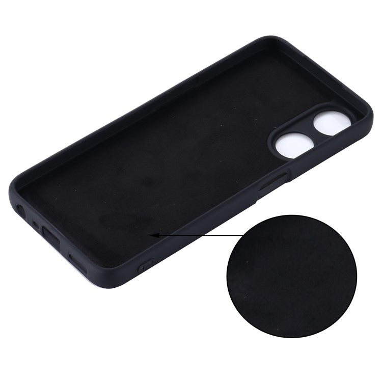 Phone Cover for Oppo A58 5G / A58x 5G / A78 5G , Liquid Silicone Anti-Dust Soft Lining Protective Case with Strap - Black