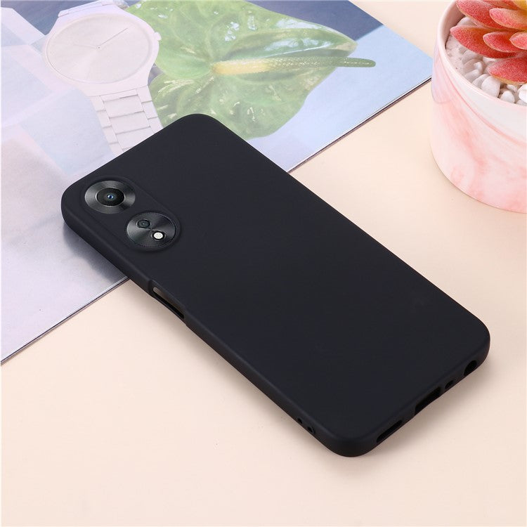 Phone Cover for Oppo A58 5G / A58x 5G / A78 5G , Liquid Silicone Anti-Dust Soft Lining Protective Case with Strap - Black