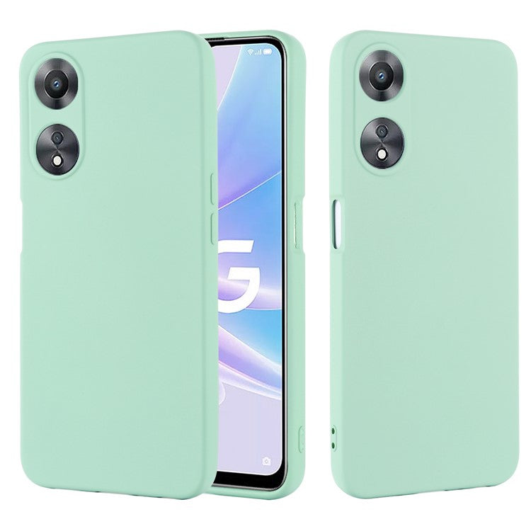 Phone Cover for Oppo A58 5G / A58x 5G / A78 5G , Liquid Silicone Anti-Dust Soft Lining Protective Case with Strap - Green