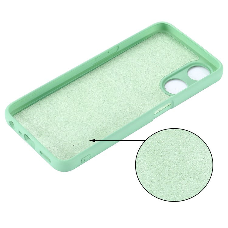 Phone Cover for Oppo A58 5G / A58x 5G / A78 5G , Liquid Silicone Anti-Dust Soft Lining Protective Case with Strap - Green