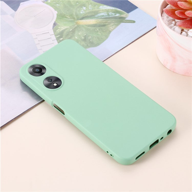 Phone Cover for Oppo A58 5G / A58x 5G / A78 5G , Liquid Silicone Anti-Dust Soft Lining Protective Case with Strap - Green