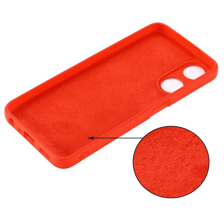 Phone Cover for Oppo A58 5G / A58x 5G / A78 5G , Liquid Silicone Anti-Dust Soft Lining Protective Case with Strap - Red