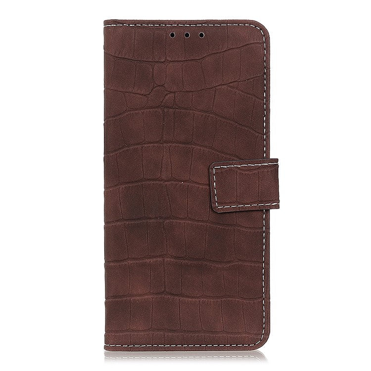 For Google Pixel 7a Leather Phone Case with Wallet Stand Crocodile Texture Protective Phone Cover - Brown