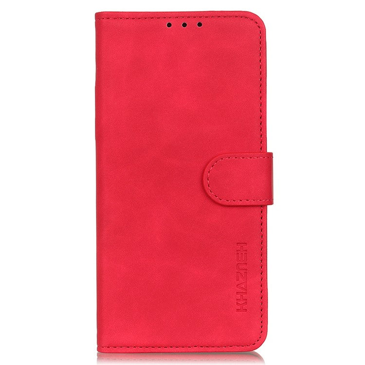 KHAZNEH For Google Pixel 7a Phone Leather Case Retro Texture Phone Cover with Stand Wallet - Red