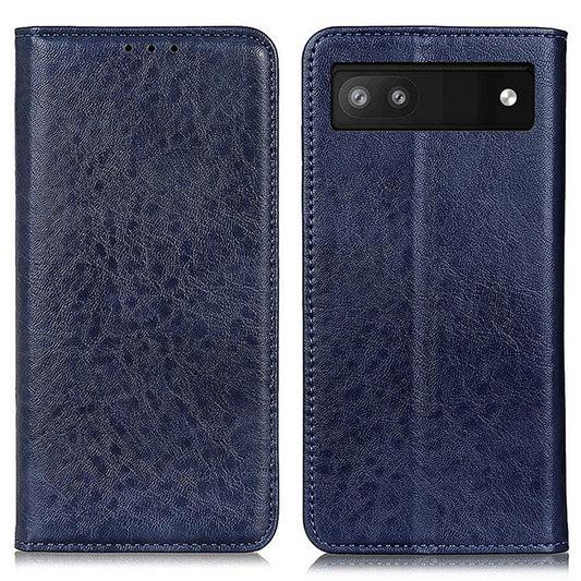 For Google Pixel 7a Stand Wallet Phone Case Crazy Horse Texture Leather+TPU Phone Cover - Blue