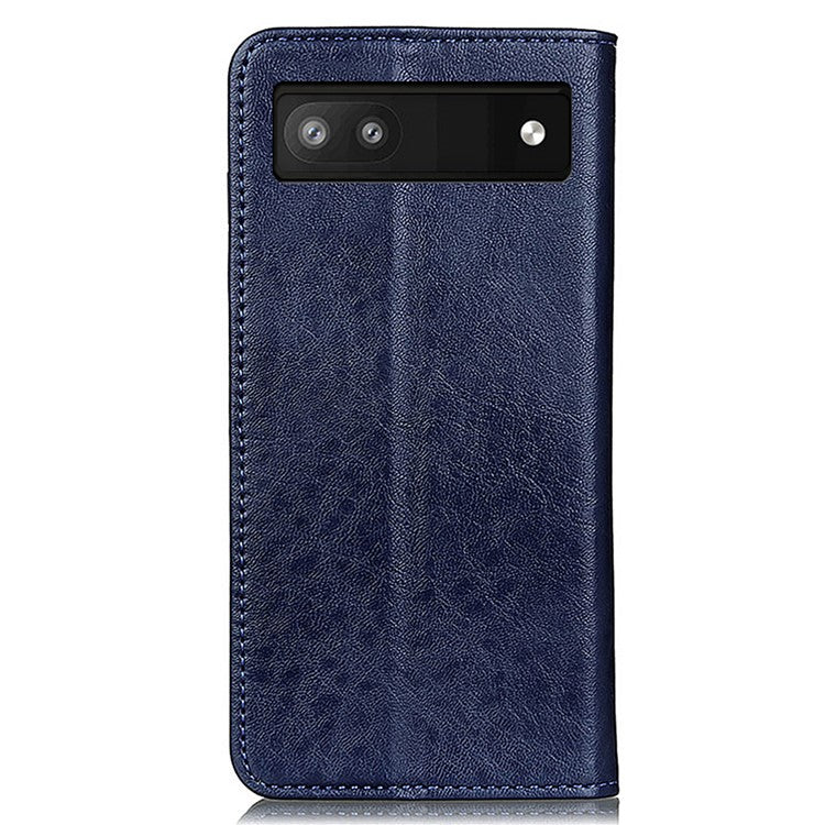 For Google Pixel 7a Stand Wallet Phone Case Crazy Horse Texture Leather+TPU Phone Cover - Blue