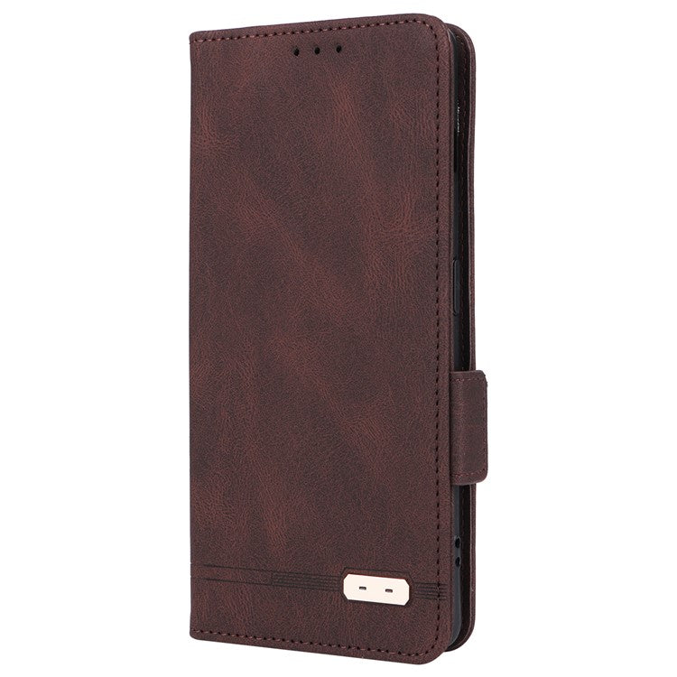 For OnePlus Ace 2 5G / 11R 5G Anti-scratch Magnetic PU Leather Anti-drop Case Hardware Decor Wallet Stand Shell - Coffee