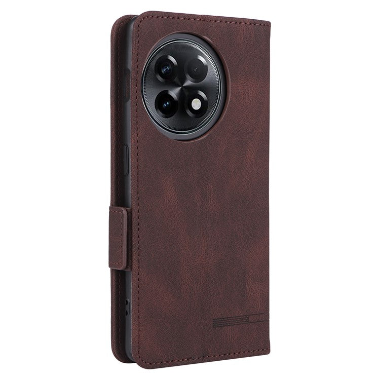 For OnePlus Ace 2 5G / 11R 5G Anti-scratch Magnetic PU Leather Anti-drop Case Hardware Decor Wallet Stand Shell - Coffee