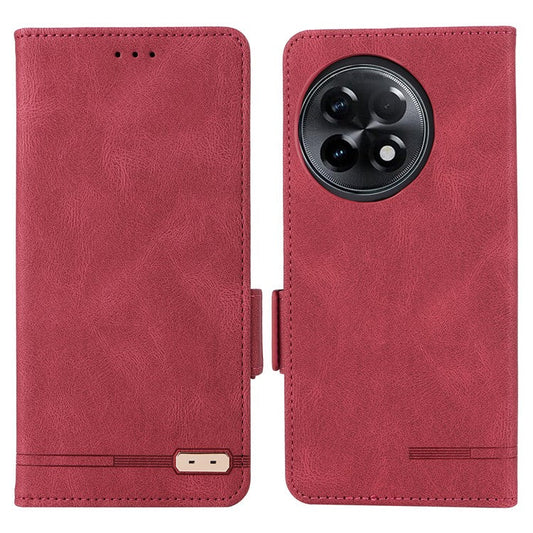 For OnePlus Ace 2 5G / 11R 5G Anti-scratch Magnetic PU Leather Anti-drop Case Hardware Decor Wallet Stand Shell - Rose
