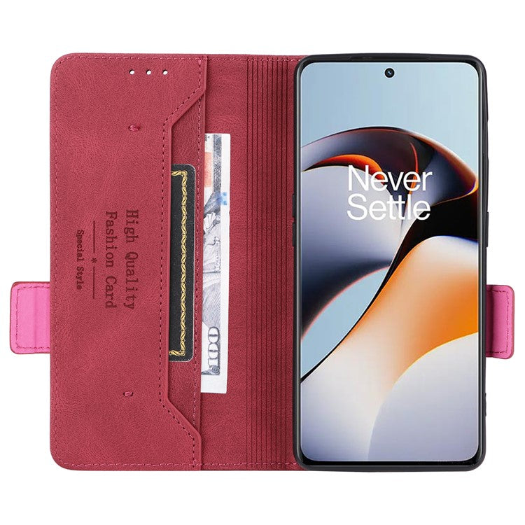 For OnePlus Ace 2 5G / 11R 5G Anti-scratch Magnetic PU Leather Anti-drop Case Hardware Decor Wallet Stand Shell - Rose